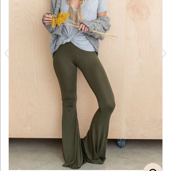 Cher Solid Flare Pants Pale Brick Bellbottoms S - Picture 5 of 11